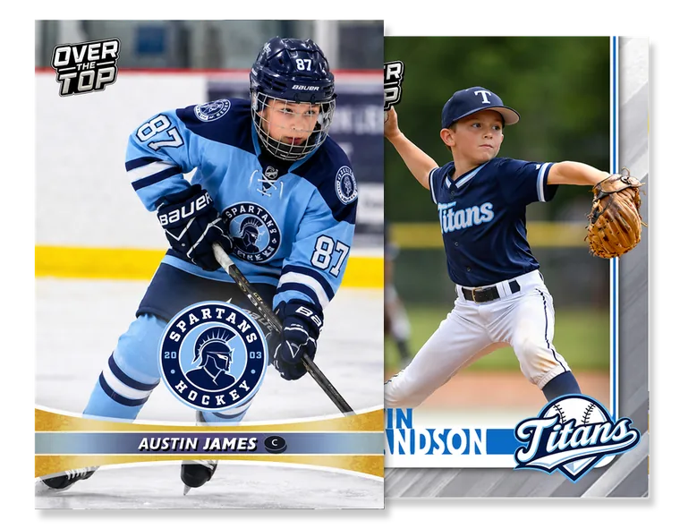Base set trading cards for a baseball and a hockey player