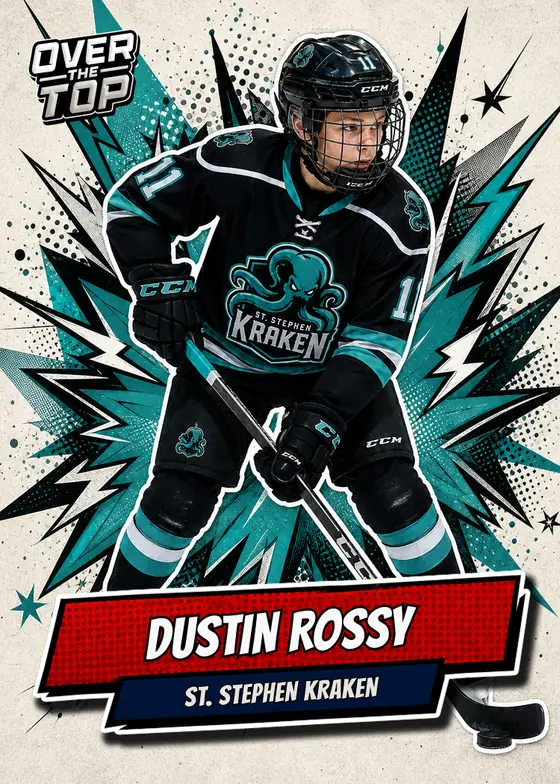 Tournament trading card of Dustin Rossy, St. Stephen Kraken
